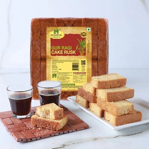 Crunchy Dhampur Green Gur Ragi Cake Rusk 200gm Pack