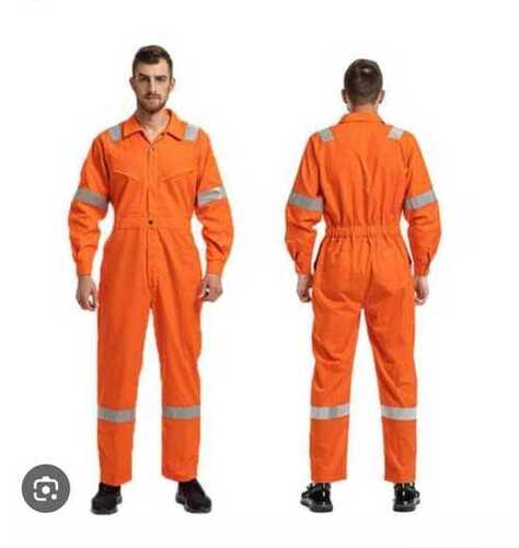 Daily Wear Regular Fit Full Sleeves Breathable Orange Industrial Safety Boiler Suit