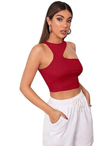 Red Sleeveless Crop Tops