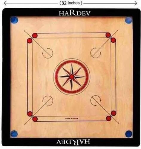 Table Mounted Easy to Play Square Shape Wooden Regular Indoor Carrom Board