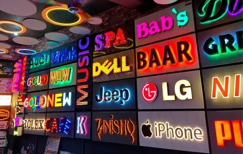 Square Multiweight Iron LED Sign Board Design Type Customized