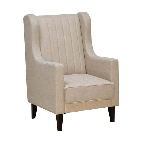 Beige Color Plain Pattern Leroy Fabric Living Room Chair 