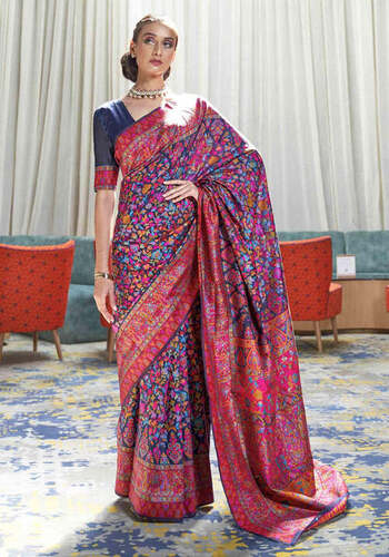 Pashmina Silk Saree with Shawl Design Printed