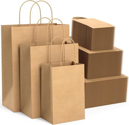 Smooth Texture Brown Paper Shopping Bags