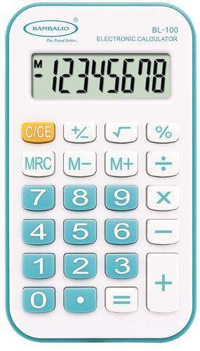 BL-100 Blue 8 Digit Big Display Portable Pocket Calculator