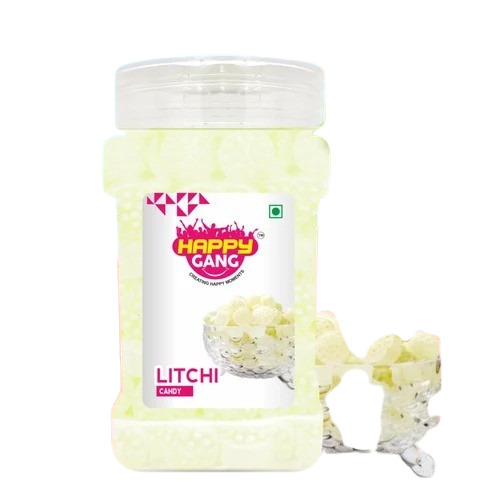 Litchi Happy Gang Candy - Hard Candy 120 Gm Net Weight Round Shape 72 Pcs/Carton | Eggless FSSAI Approved 9-Month Shelf Life