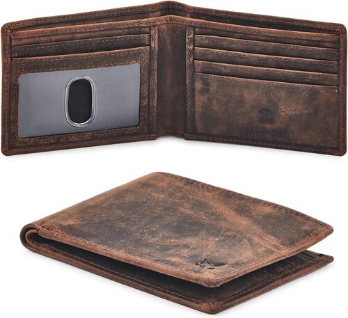 Machine Made Premium Design Gents Bifold Wallet - Genuine Leather, 11x9 Cms, Dark Brown | Foldable, Multi-design For Everyday Use
