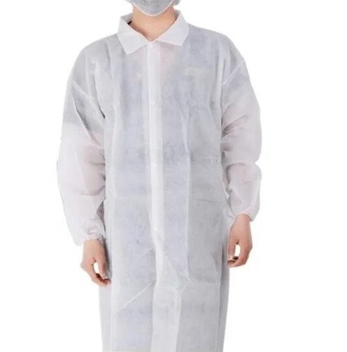 White Color Full Sleeves Plain Pattern Lab Coat For Unisex