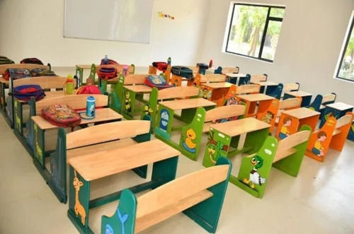 Wooden Kids School Desk And Chair