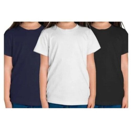 Multi Color Plain Pattern Short Sleeves Girls Half-sleeve T-shirt