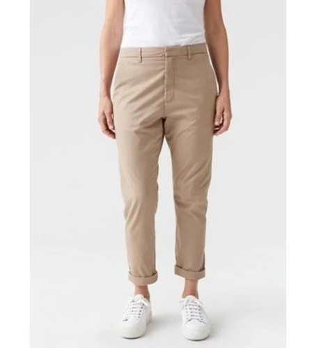 Men's Casual Trousers - Medium Rise Cotton Fabric, Solid Pattern with Button Waistband, All Color Options