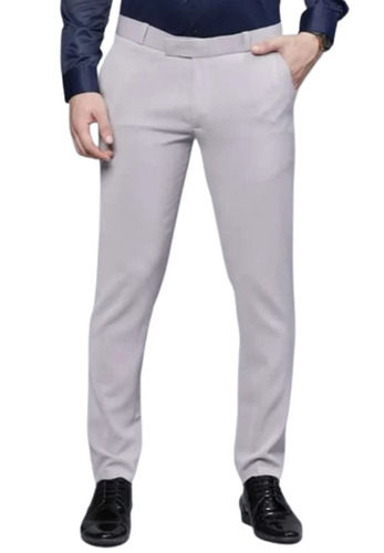 Solid Pattern Medium Rise Mens Casual Trousers