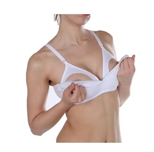 Feeding Bra - Cotton Size 34B Color White | Lightweight Breathable Skin-Friendly 3/4th Coverage Washable Soft Comfort Fade & Wrinkle Resistant
