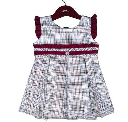 Multi Color Sleeveless Round Neck Girls Trendy Frocks