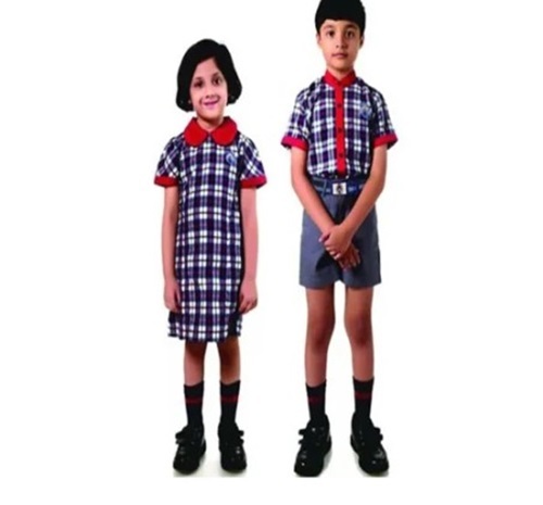 Multi Color Checked Pattern Short Sleeves Kids School Uniforms
