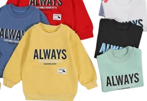 Multi Color Round Neck Full Sleeves Printed Pattern Kids T Shirt