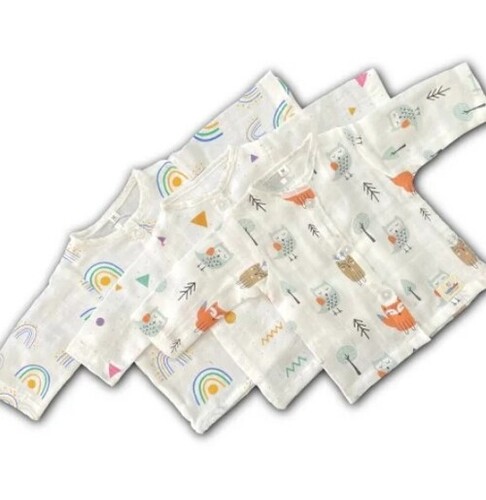 Muslin Full Sleeves New Born Baby Jhabla Dress