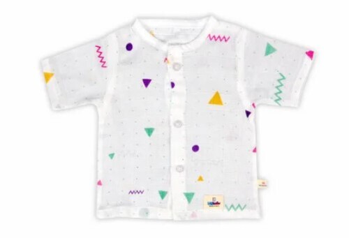 White Color Printed Pattern New Baby Dress Muslin Jhabla