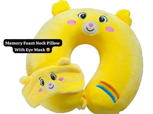 Premium Design Memory Foam Neck Pillow With Eye Mask
