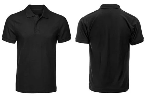 Short Sleeve Collar T Shirt - Cotton Blend, Black | Elegant Style, Neat Stitching, Designed for Male Comfort and Versatility