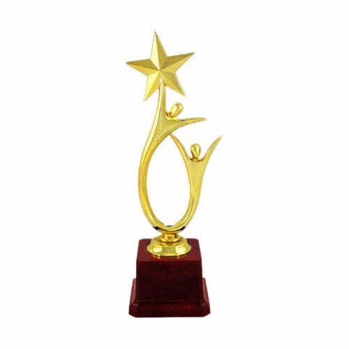 Star Award Trophies - Plastic Material Standard Size Golden & Brown Color - Durable Holder Competitive Style Perfect Finishing Casting Technique