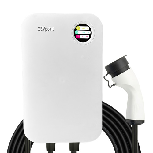 Zevpoint EV Charger Type 2 Connector, 20 feet Cable, (3 Phase), Supports 11kW/22kW | Arctic White | Swift Max | Touch Screen, Power Control, Password | Indoor/Outdoor Use