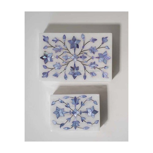 Unique Indian Art Work Marble Pearl Inlay Jewellery Box