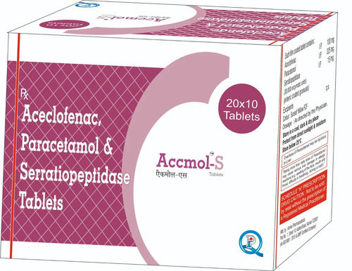 Aceclofenac 100 Mg + Peracetamol 325 Mg + Serratiopeptidase 15mg Tablets