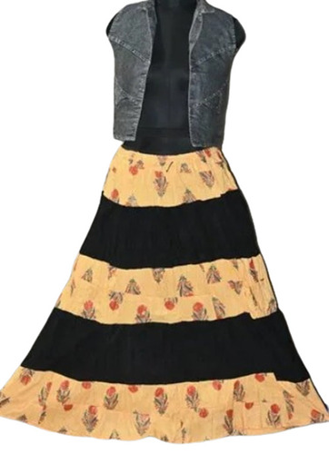 Multi Color Printed Pattern Cotton Ladies Skirt