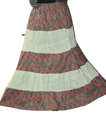 Multi Color Prnted Pattern Ladies Double Tyaar Cotton Skirt