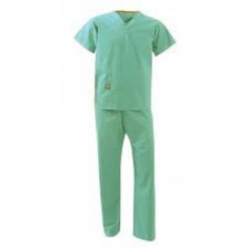 Woven Surgical Gown - Cotton, Size L/XL, Green Color | Customized Collar, Long Sleeve, Unisex Design, Buttoned Pattern, Skin Friendly
