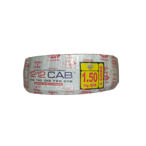 1.50 Sqmm 1212 Cab 3 Core Round Cable 90Mtr - Application: Industrial