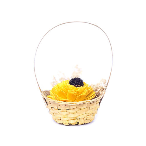 Bamboo Flower Basket With Yellow Flowers