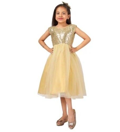 Girls Golden Sequins Designer Party Dress