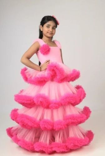 Girls Pink Party Wear Gown