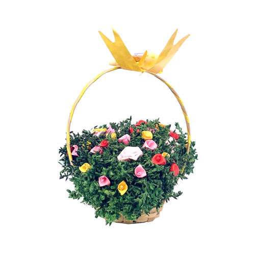Handmade Flower Basket with Vibrant Blooms