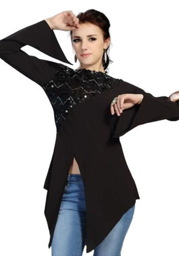 Plain Pattern Full Sleeves Ladies Designer Lycra Top