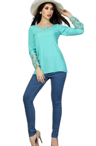 Full Sleeves Georgette Top - Multi Color Casual Wear , Plain Pattern for All Sizes