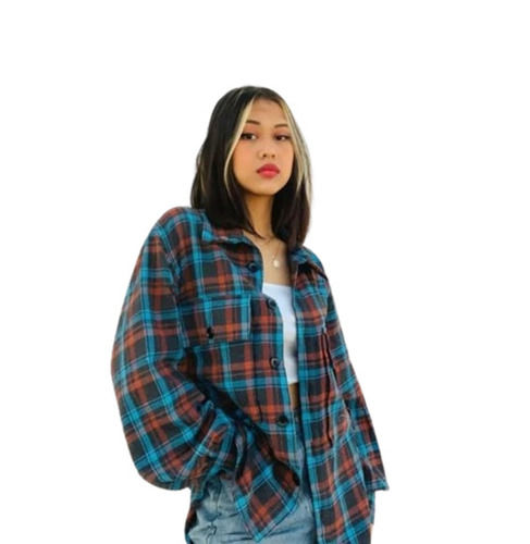 Multi Color Check Pattern Full Sleeves Ladies Oversized Check Shirt