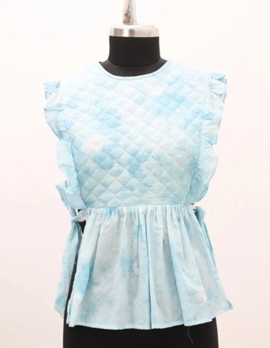 Multi Color Sleeveless Cotton Fabric Ladies Round Neck Tops