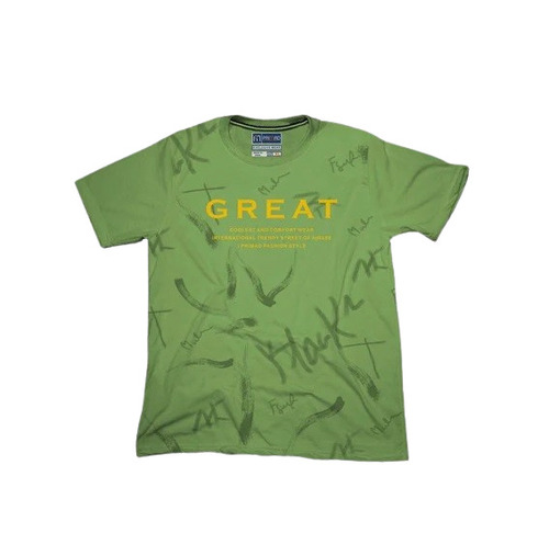Printed Green T-Shirts - Regular Fit, 160 GSM Fade and Wrinkle Resistant, O-Neck Short Sleeves, Casual Wear for Adults