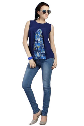 Printed Sleevless Georgette Top