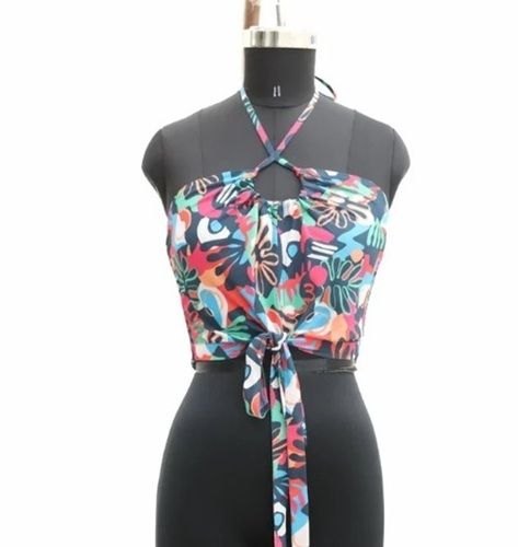 Multi Color Printed Pattern Sleeveless Ladies Fancy Tops