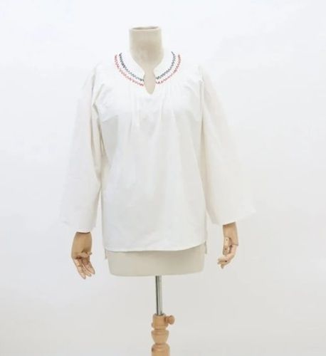 White Color Fancy Embroidered Pattern Full Sleeves Ladies Tops