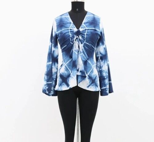 Yellow Color Printed Pattern Full Sleeves Ladies Top