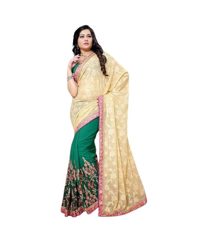 Embroidered Saree - 6.3 Meters with Unstitched Blouse Piece | Breathable, Quick Dry, Lightweight, Skin-Friendly, Machine Washable, Perfect for Summer and Winter Party Wear