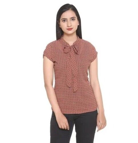 Short Sleeves Printed Pattern Ladies Fancy Top