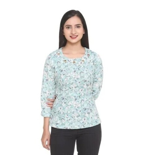 Ladies Printed Fancy Tops - Cotton Fabric 3/4th Sleeve Round Neck Regular Fit | Casual Wear All Colors Available