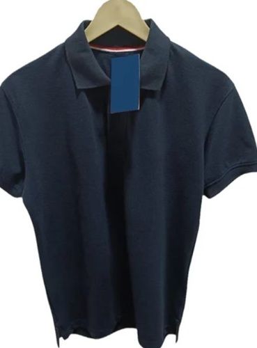 Men Navy Blue Cotton T Shirt