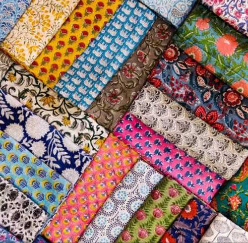 Hand Block Printed Fabrics - Silk Material, Multicolor, Modern Printed Design | Designer Style, Durable Construction